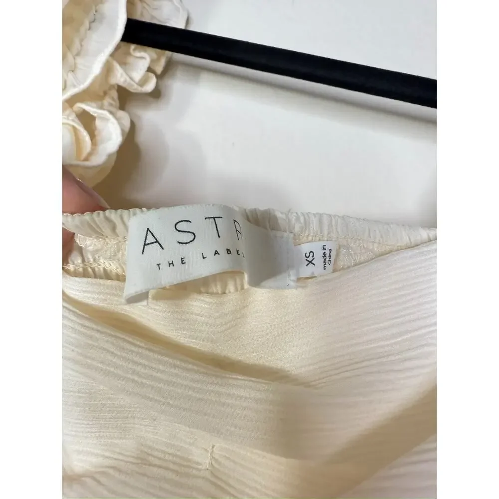 ASTR The Label Top Women XS Cream Puff Sleeve Square Neck Ruched Stirring Preppy